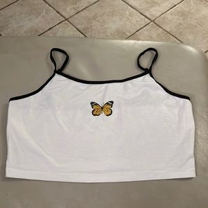 White shirt. Butterfly. Adjustable straps SHEIN